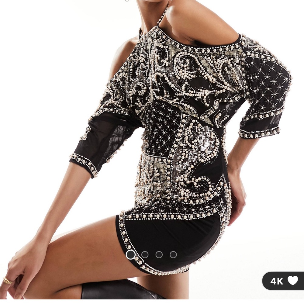 ASOS Black and Silver Embellished Mini Dress